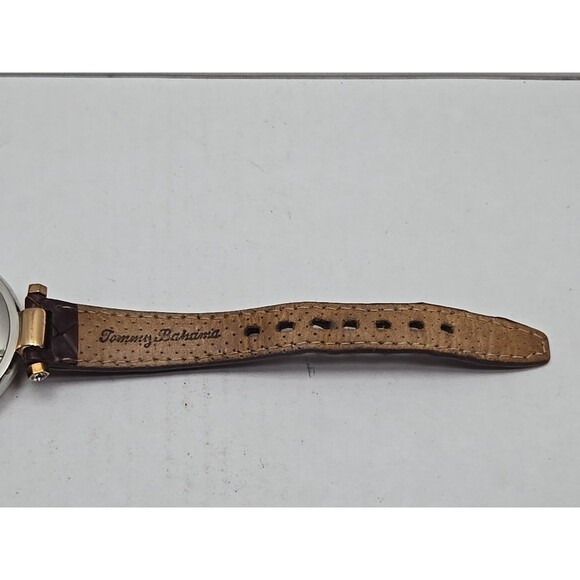 Tommy Bahama Womens Swiss Quartz Crystal Bezel Brown Leather Watch New Battery - Picture 12 of 13
